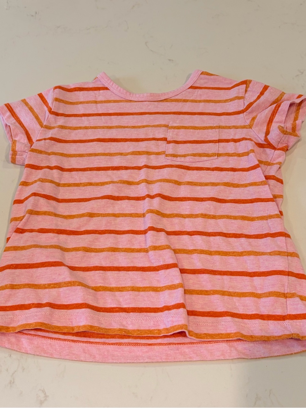 Primary Pink and Orange Striped Short-Sleeve Tee